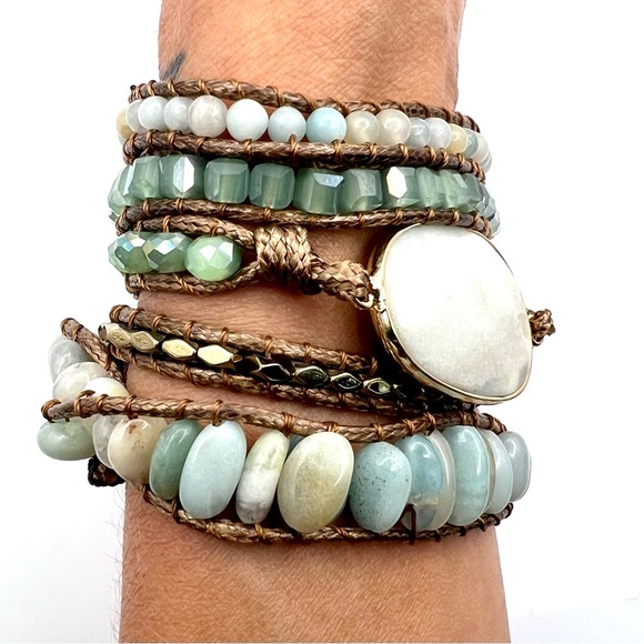 Peace Stone AMAZONITE Wrap Bracelet Adjustable - Picture 6 of 12